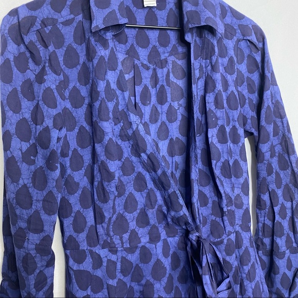 Diane Von Furstenberg Navy Blue Full Wrap Printed Midi Casual Dress 6 Small - Picture 4 of 12